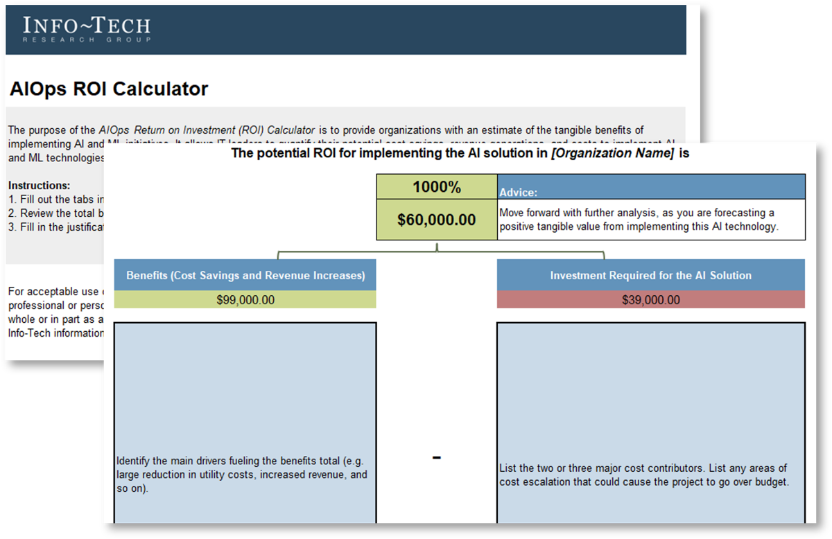 Sample of the AIOps ROI Calculator deliverable.